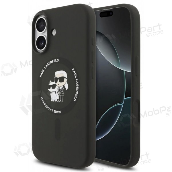 Apple iPhone 17 hoesje - Karl Lagerfeld Liquid Silicone Karl and Choupette MagSafe (zwart)