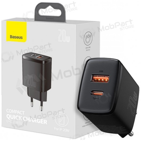 Lader Baseus USB + Type-C 20W CCXJ-B01 (zwart)