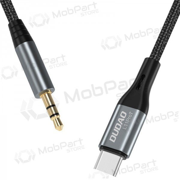 Audiokabel Dudao L11ProT USB-C naar 3,5 mm 1 m zwart