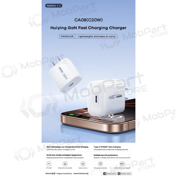 Telefoonoplader Remax CA08 20 W USB-C wit