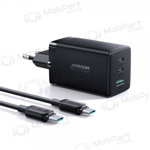 Lader buitinis Joyroom GaN JR-TCG01 2xUSB-C/USB-A 65W + USB-C cable 1.2m zwart