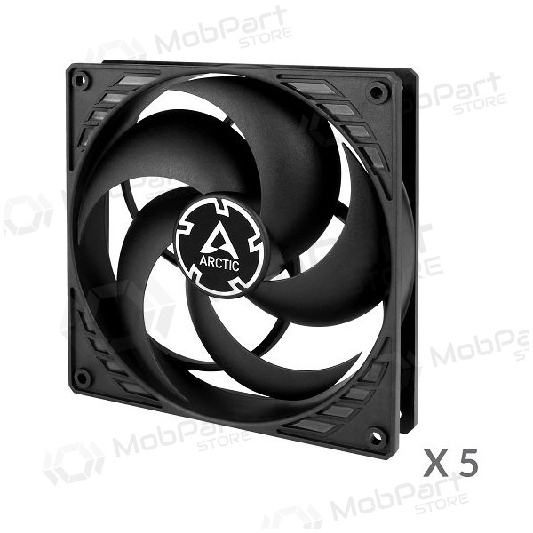 ARCTIC P14 korpuso ventiliatoriai, 3-pin, 140mm, juodi, 5 stuks.