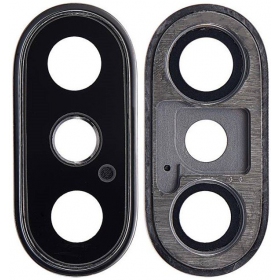 Apple iPhone XS / XS Max camera glas (zwart) (met een frame)