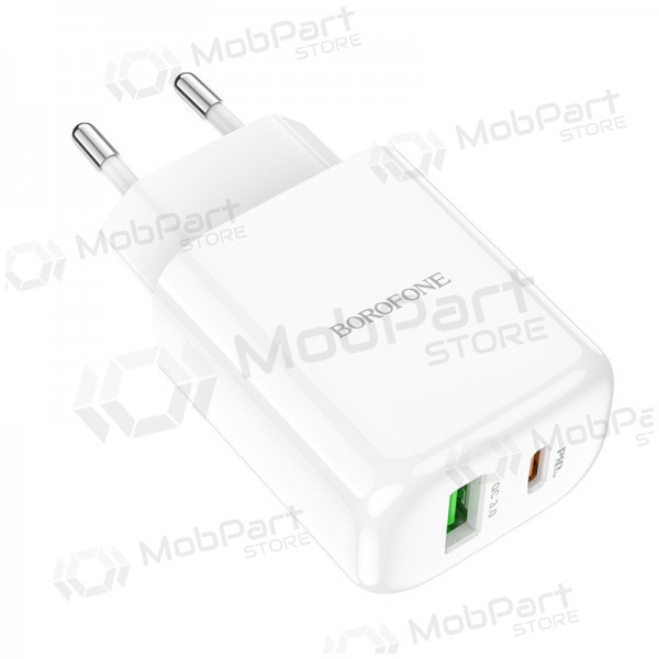 Lader Borofone BN4 1xUSB, 1xType-C QC 3.0, PD 2.0 20W (wit)
