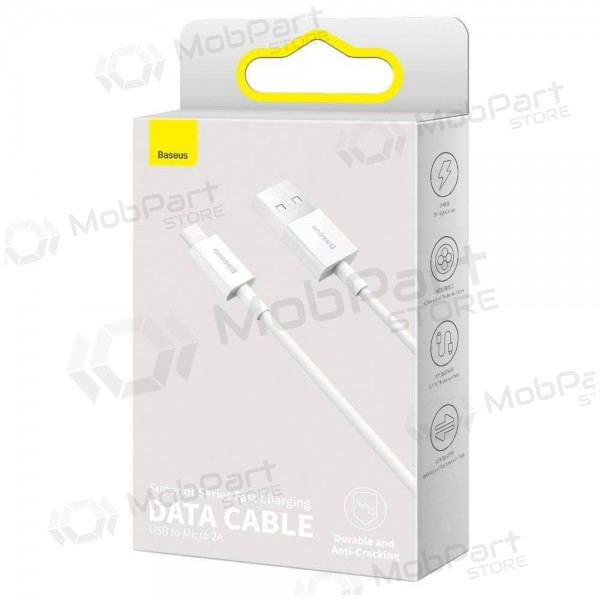 USB-kabel Baseus Superior microUSB 2A 2.0m (wit) CAMYS-A02