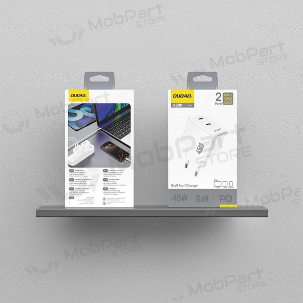 Telefoonoplader Dudao A28P 45 W GaN 2x USB-C wit
