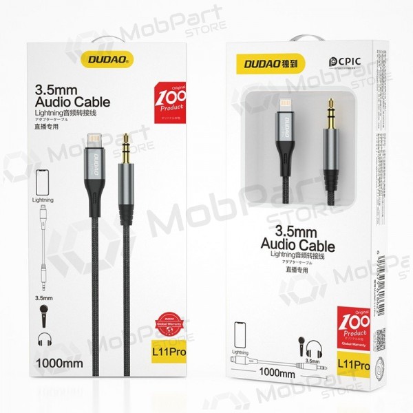 Audiokabel Dudao L11Pro Lightning naar 3.5 mm 1 m zwart
