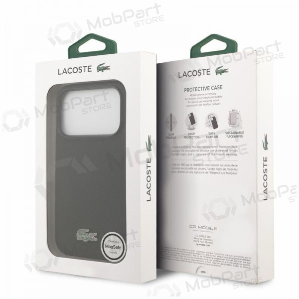 Apple iPhone 18 Pro hoesje - Lacoste PVC Iconic Petit Pique Metal Logo MagSafe (zwart)