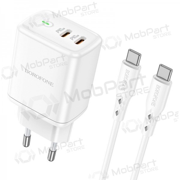 Lader buitinis Borofone BN9 2xType-C 35W + Type-C wit