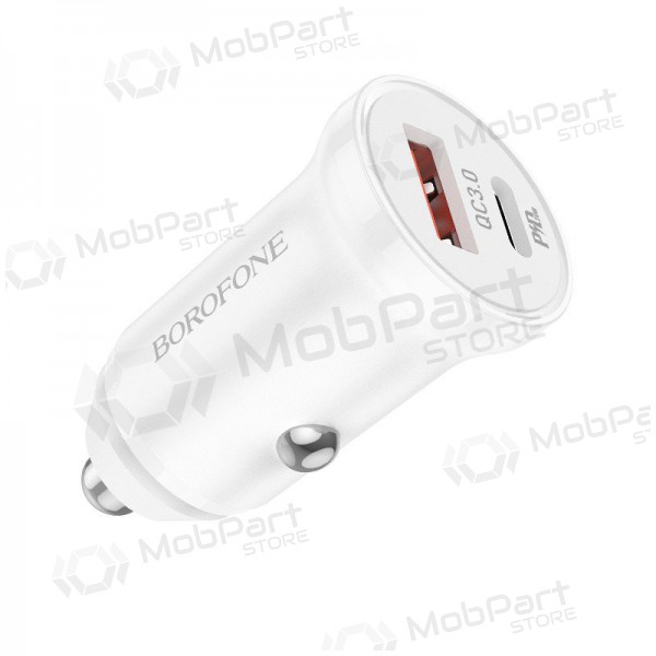 Lader automobilinis Borofone BZ18A USB-A/Type-C PD20W+QC3.0 (wit)