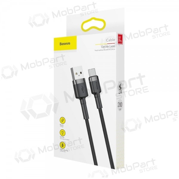 USB-kabel Baseus Cafule USB-C 2.0m 2.0A (grijs-zwart) CATKLF-CG1