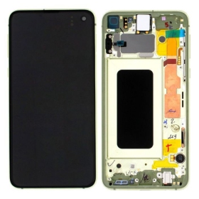 Samsung G970F Galaxy S10e scherm (Canary Yellow) (met een frame) (gebruikt grade A, origineel)