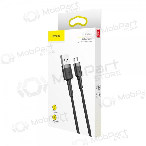 USB kabel Baseus Cafule microUSB 1.0m 2.4A (grijs-zwart) CAMKLF-BG1