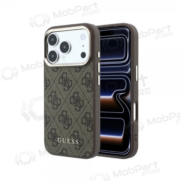 Apple iPhone 18 Pro hoesje - Guess PU Leather 4G Gold Frame MagSafe (bruin)