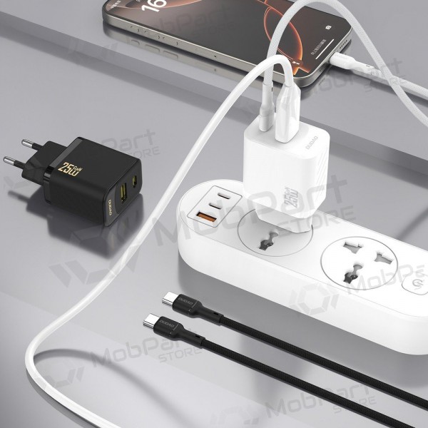 Telefoonoplader Dudao A26TC 25 W GaN USB-C + USB-A met USB-C kabel 1 m wit
