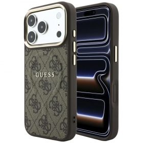 Apple iPhone 18 Pro Max hoesje - Guess PU Leather 4G Gold Frame Embossed MagSafe