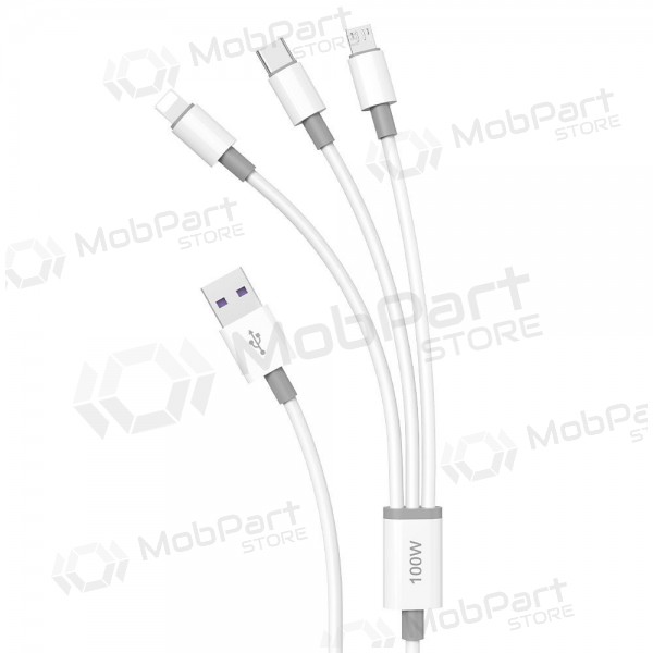 USB-kabel Dudao L8s-3in1 USB-A naar USB-C / Micro USB / Lightning 1.2 m 100 W