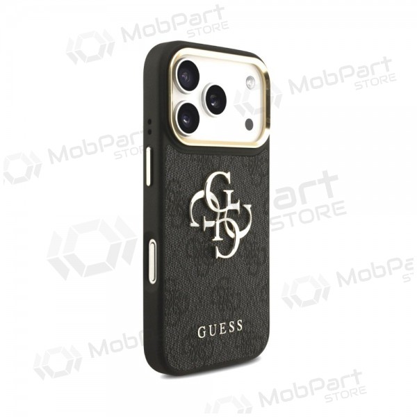 Apple iPhone 18 Pro Max hoesje - Guess PU Leather 4G Metal Logo Gold Frame (zwart)