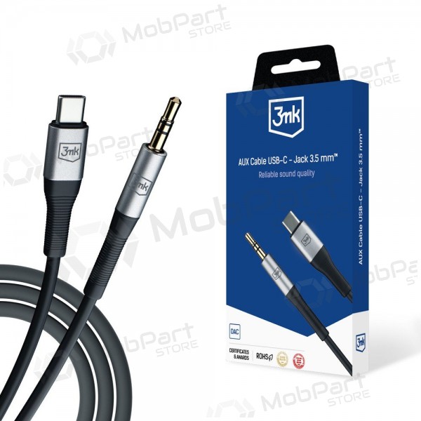 Audiokabel 3mk USB-C naar 3.5 mm 1 m zwart