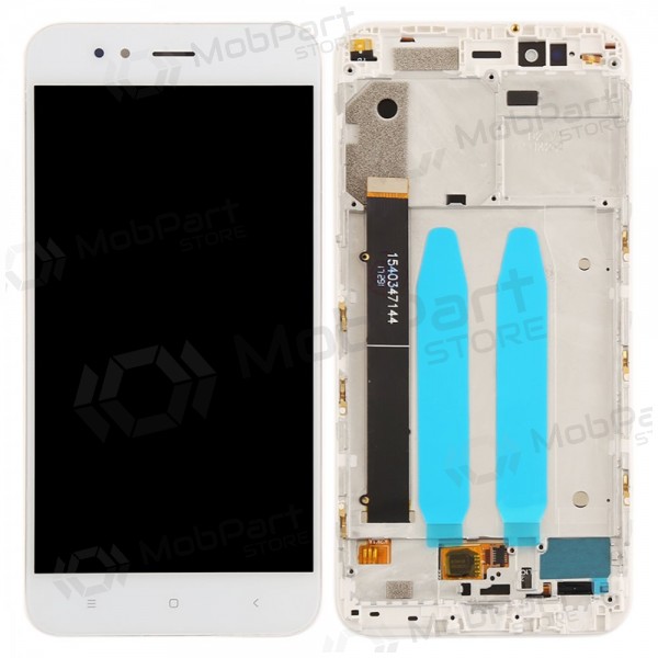 Xiaomi Mi A1 / Mi 5X scherm (wit) (met een frame) (gebruikt grade C, origineel)