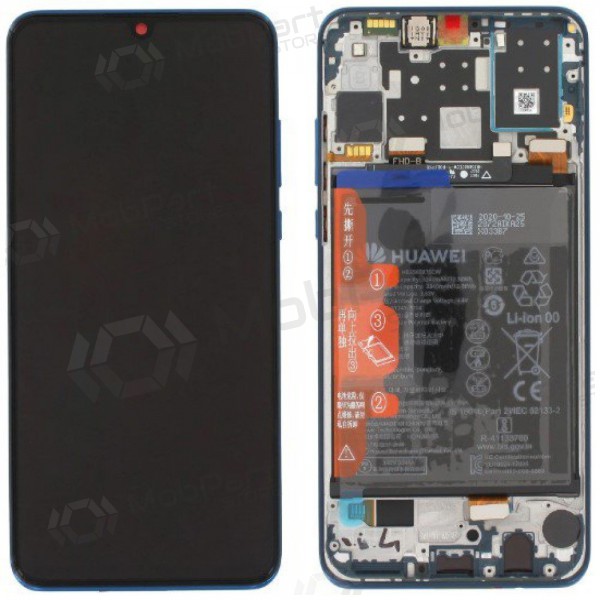 Huawei P30 Lite New Edition 2020 (02353FQE/02353DQS) scherm (blauw) (met frame en batterij) (service pack) (origineel)