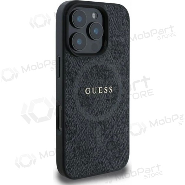 Apple iPhone 16 Pro hoesje - Guess PU Leather 4G Colored Ring MagSafe (zwart)