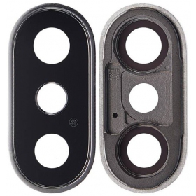 Apple iPhone X camera glas (zilverachtig) (met een frame)