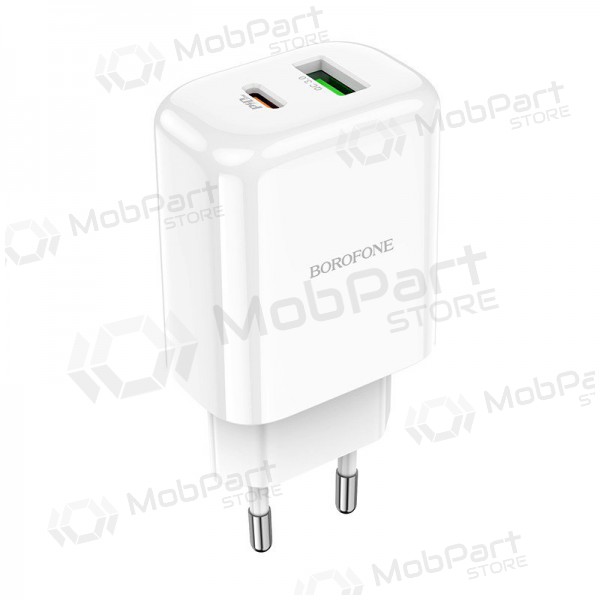 Lader Borofone BN4 1xUSB, 1xType-C QC 3.0, PD 2.0 20W (wit)