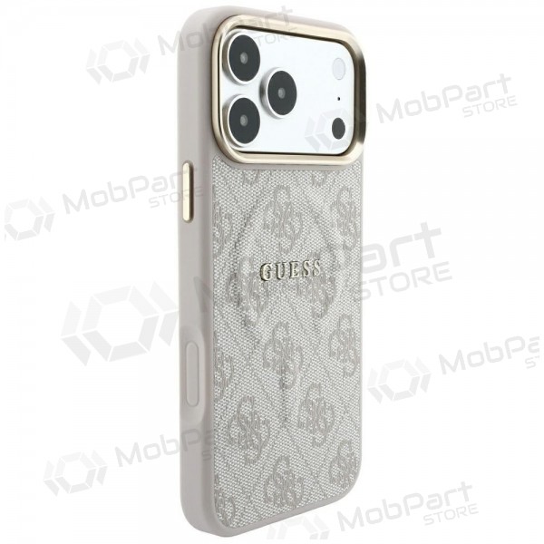 Apple iPhone 18 Pro Max hoesje - Guess PU Leather 4G Gold Frame Embossed MagSafe (roze)