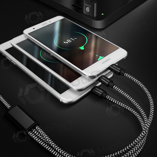USB-kabel Dux Ducis K-ONE 3in1 microUSB-Lightning-Type-C FastCharging 1,2m