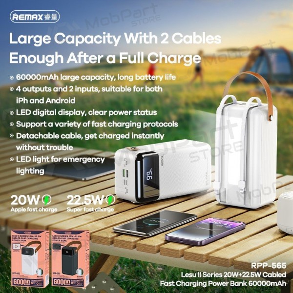 Externe batterij Power Bank Remax RPP-565 22.5W 60000mAh grijs