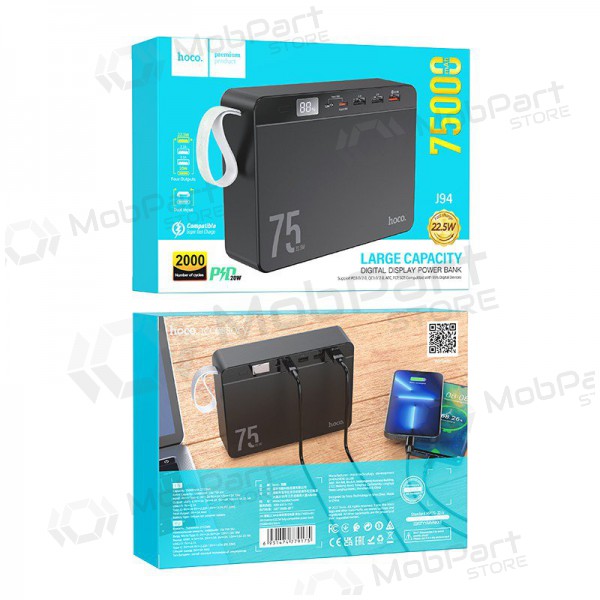 Externe batterij Power Bank Hoco J94 Overlord 22.5W 75000mAh zwart