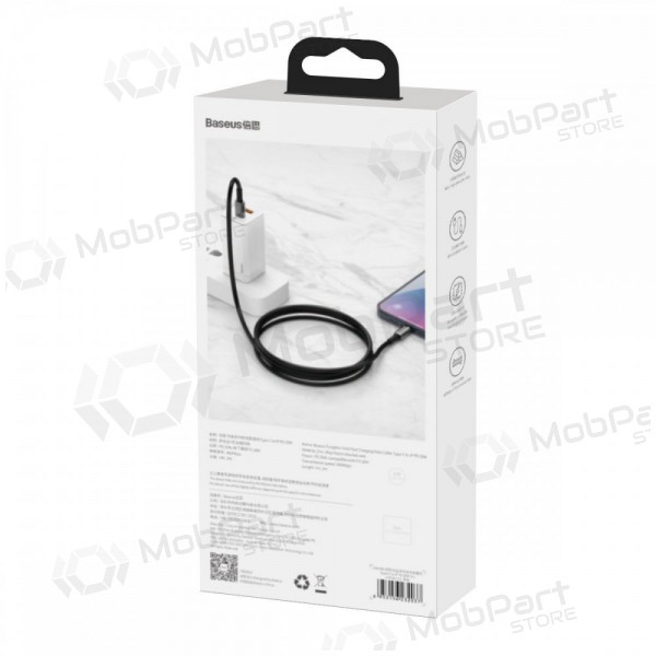 USB-kabel Baseus Tungsten Gold Fast Data Type-C - Type-C 100W 1.0m (zwart) CATWJ-01