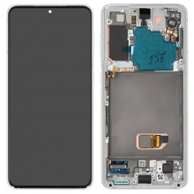Samsung Galaxy S21 5G scherm (wit) (met een frame) (origineel)