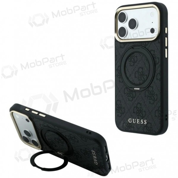 Apple iPhone 18 Pro Max hoesje - Guess PU 4G Ring Stand MagSafe (zwart)
