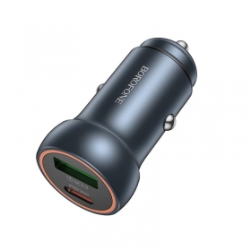 Autolader Borofone BZ32A USB-C/USB-A 30W grijs