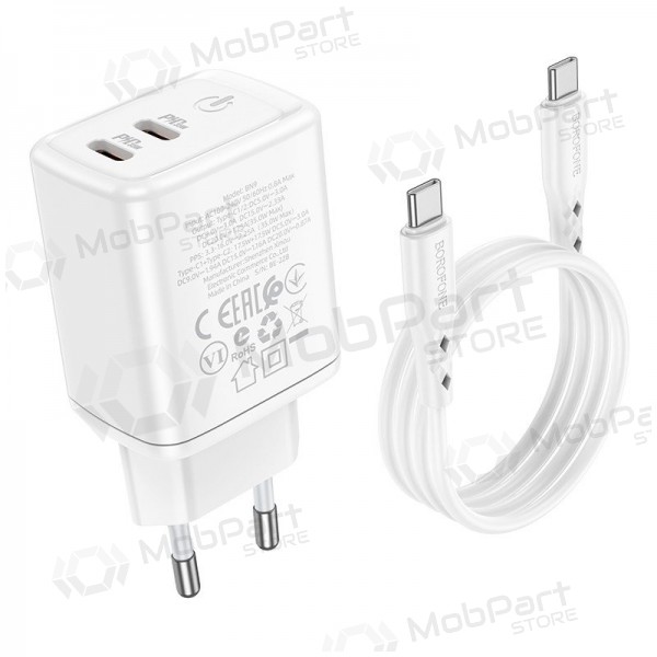 Lader buitinis Borofone BN9 2xType-C 35W + Type-C wit