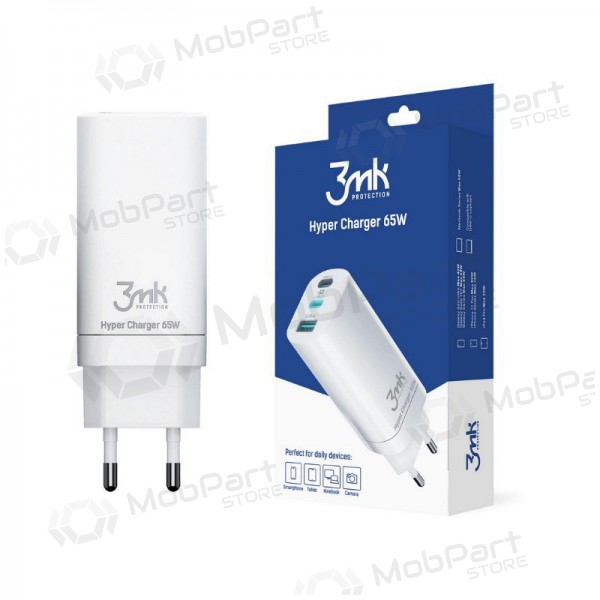 Lader 3MK HyperCharger 65W 2xUSB-C, 1xUSB-A PD 3.0/QC 4.0 (wit)