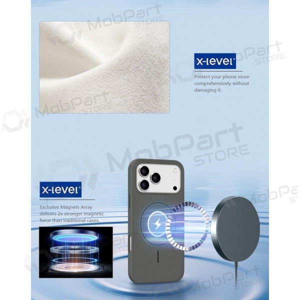 Apple iPhone 17 Pro Max, 18 Pro Max hoesje - X-Level Fluid Skin MagSafe (grijs)