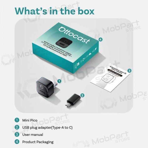 Draadloze CarPlay / Android Auto-adapter Ottocast Mini Pico CA525-T zwart