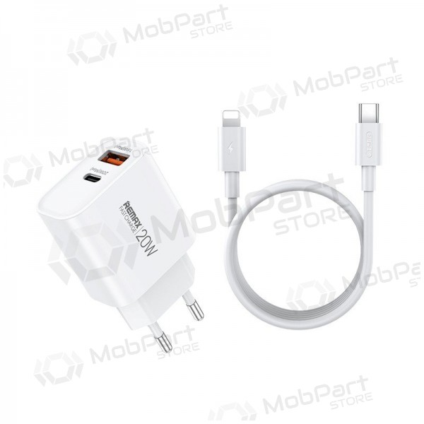 Telefoonoplader Remax RP-U120 20 W USB-C + USB-A met Lightning kabel 1 m wit