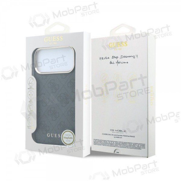 Apple iPhone 18 Pro Max hoesje - Guess PU Leather 4G Gold Frame MagSafe (zwart)