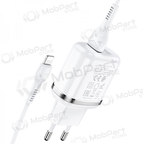 Lader Hoco N4 X 2 USB  jungtimis + Lightning (2.4A) (wit)