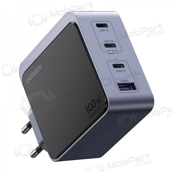 Ugreen X565 100 W GaN netwerklader 3x USB-C + USB-A grijs