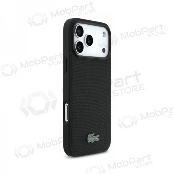 Apple iPhone 18 Pro hoesje - Lacoste PVC Petit Pique Semi Wrap Embossed MagSafe (zwart)