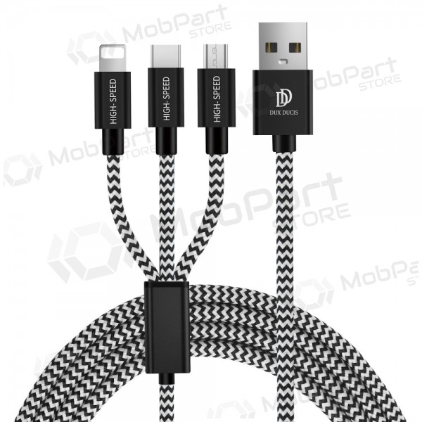 USB-kabel Dux Ducis K-ONE 3in1 microUSB-Lightning-Type-C FastCharging 1,2m