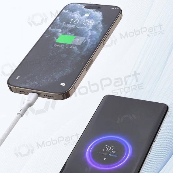 Lightning kabel Dudao L9X USB-C naar Lightning 2 m 30 W wit