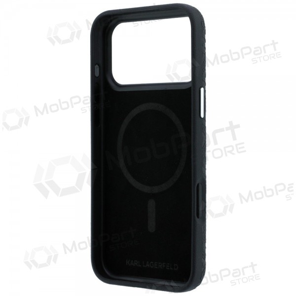 Apple iPhone 18 Pro Max hoesje - Karl Lagerfeld PU Grained Allover Semi Wrap MagSafe (zwart)