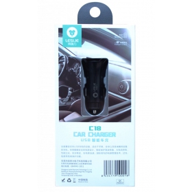 Lader automobilinis Leslie C18 2 USB 2.4A (1A+2A) (zwart)