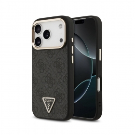 Apple iPhone 18 Pro Max hoesje - Guess PU Leather 4G Strass Triangle Logo Gold Frame MagSafe